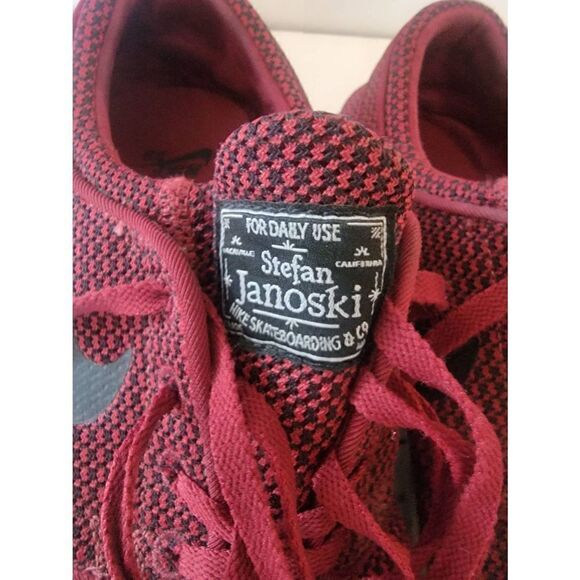 Nike Stefan Janoski Unisex Maroon Lace-Up Athletic Skateboarding Shoes size 9 - Picture 2 of 7